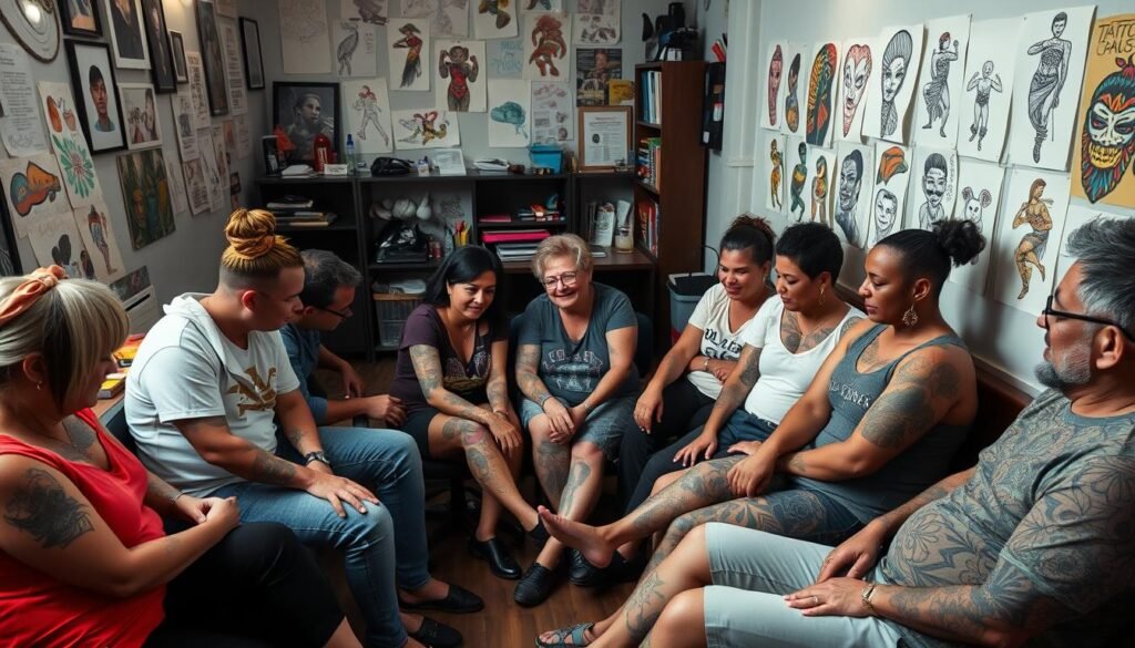 Community healing through tattoos.