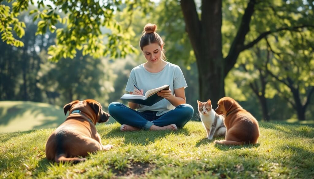 holistic anxiety management through journaling and therapy with animals