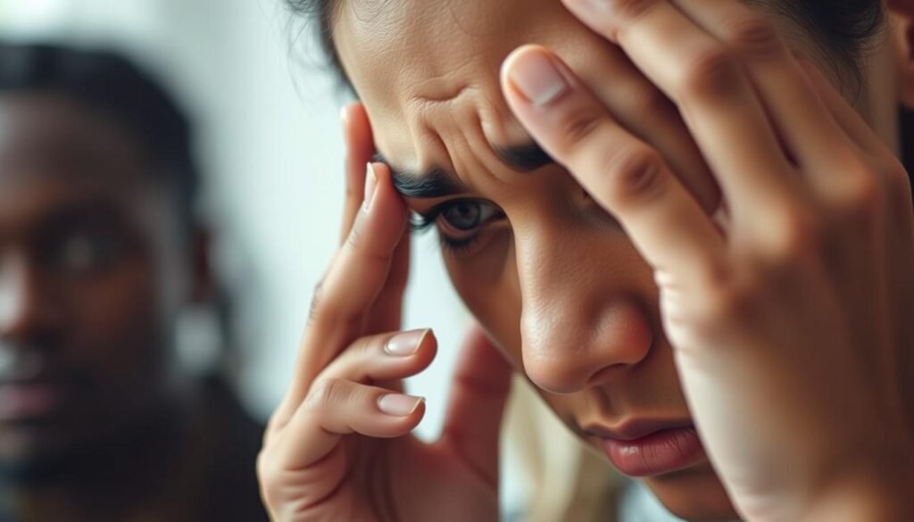 rubbing eyebrows anxiety