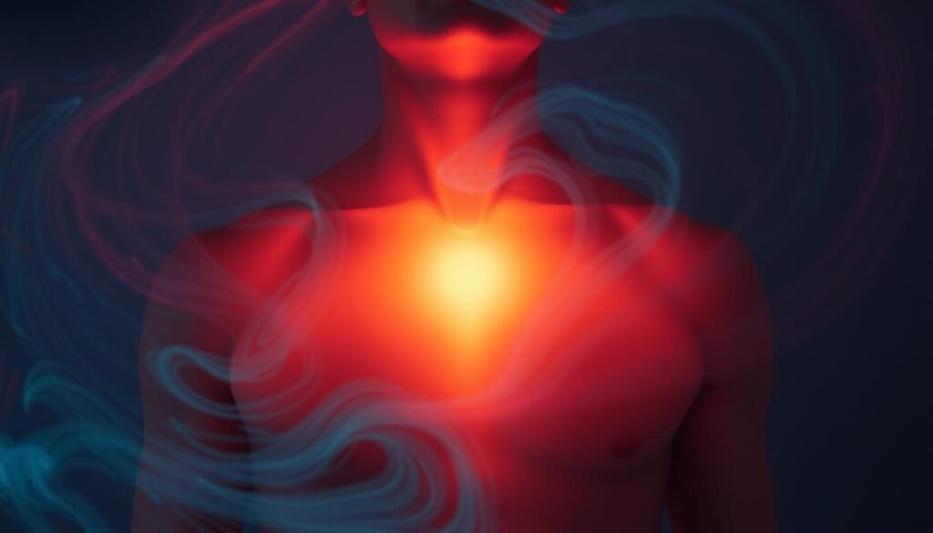 warm feeling in chest anxiety